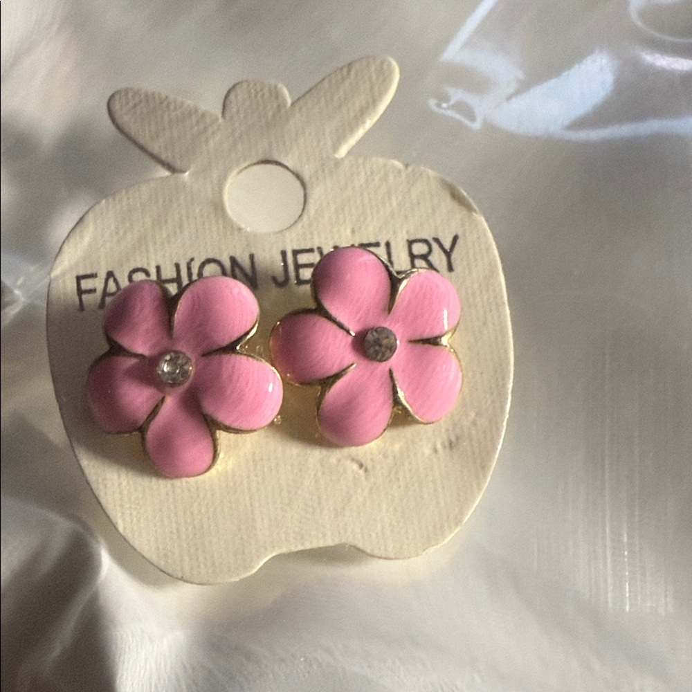 Pink Flower Earrings